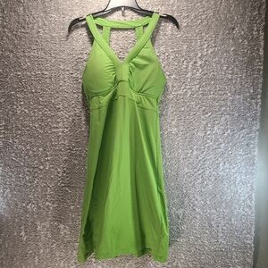 Athleta Sunfish Swim Dress Size XXS Green V-Neck Cut Out Back Empire Waist Nylon
